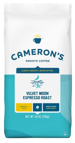 Cameron's Coffee Roasted Whole Bean Coffee, Velvet Moon Espresso Roast, 28 Ounce, (Pack of 1)