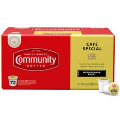 Community Coffee Café Special 72 Count Coffee Pods, Medium-Dark Roast, Compatible with Keurig 2.0 K-Cup Brewers, 72 Count (Pack of 1)