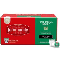 Community Coffee Café Special Decaf 72 Count Coffee Pods, Medium Dark Roast Decaf, Compatible with Keurig 2.0 K-Cup Brewers