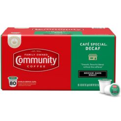 Community Coffee Café Special Decaf 80 Count Coffee Pods, Medium-Dark Roast, Compatible with Keurig 2.0 K-Cup Brewers, Box of 80 Pods