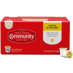 Community Coffee Coffee & Chicory 72 Count Coffee Pods, Medium-Dark Roast, Compatible with Keurig 2.0 K Cup Brewers, 72 Count (Pack of 1)