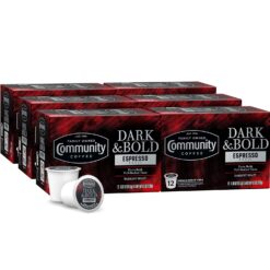 Community Coffee Dark & Bold Espresso Roast Coffee Pods, 72 count, Extra Dark Roast Compatible with Keurig 2.0 K-Cup Brewers, 12 Count (Pack of 6)