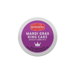 Community Coffee Mardi Gras King Cake Flavored Medium Roast Single Serve K-Cup Coffee Pods, Box of 216 Pods