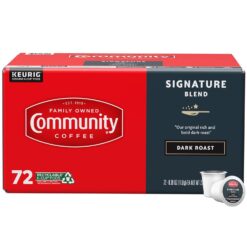 Community Coffee Signature Blend 72 Count Coffee Pods, Dark Roast, Compatible with Keurig 2.0 K-Cup Brewers, Box of 72 Pods