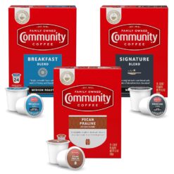 Community Coffee Variety Pack 72 Count Coffee Pods, Medium, Dark Roast and Flavored, Compatible with Keurig 2.0 K-Cup Brewers, 24 Count (Pack of 3)