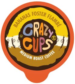 Crazy Cups Flavored Coffee Pods, Bananas Foster Flambé, Banana Coffee, Hot or Iced Coffee for Keurig K Cups Machine, Medium Roast Coffee in Recyclable Pods, 80 Count Value Pack