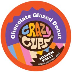 Crazy Cups Flavored Coffee Pods, Chocolate Glazed Donut, Chocolate Coffee Pods, Single Serve Coffee for Keurig K Cups Machines, Hot or Iced Coffee, Medium Roast Coffee in Recyclable Pods, 80 Count