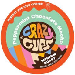 Crazy Cups Flavored Coffee Pods, Peppermint Chocolate Mocha Coffee, Single Serve Coffee for Keurig K-Cups Machines, Hot or Iced Coffee, Medium Roast Coffee in Recyclable Pods, 80 Count Value Pack