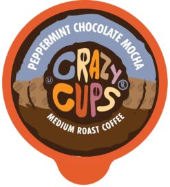 Crazy Cups Flavored Coffee Pods, Peppermint Chocolate Mocha Coffee, Single Serve Coffee for Keurig K-Cups Machines, Hot or Iced Coffee, Medium Roast Coffee in Recyclable Pods, 80 Count Value Pack