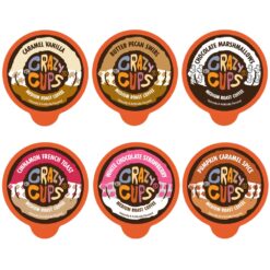 Crazy Cups Flavored Coffee Pods Variety Pack, Medium Roast Flavored Coffee K Cups Variety Pack (Including Pumpkin), Single Serve Coffee in Recyclable Coffee Pods for Keurig K cups Machines, 72 Count
