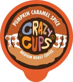 Crazy Cups Flavored Coffee, Pumpkin Caramel Spice, Recyclable Single Serve Pods for Keurig K Cups Machines, Brew Hot or As Iced Coffee (88 Count, Pack of 4)