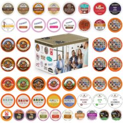Custom Variety Pack Coffee, Tea, and Hot Chocolate Holiday Winter Sampler - Single Serve Pods for Keurig K-Cup Machines, 50 Assorted Flavors Party Mix