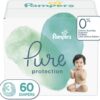 Diapers Size 3, 60 Count - Pampers Pure Protection Disposable Baby Diapers, Hypoallergenic and Unscented Protection, Super Pack (Old Version)