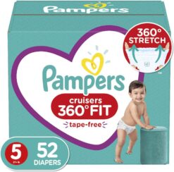 Diapers Size 5, 52 Count - Pampers Pull On Cruisers 360° Fit Disposable Baby Diapers with Stretchy Waistband, Super Pack (Packaging May Vary)