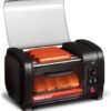 Elite Gourmet Elite Cuisine EHD-051B# Hot Dog Toaster Oven, 30-Min Timer, Stainless Steel Heat Rollers Bake & Crumb Tray, World Series Baseball, 4 Bun Capacity, Black