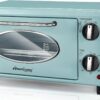 Elite Gourmet by Maximatic Americana Collection ETO147M Diner 50’s Retro Countertop Toaster oven, Bake, Toast, Fits 8” Pizza, Temperature Control & Adjustable 60-Minute Timer 1000W, 2 Slice, Mint