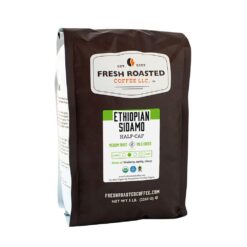 Fresh Roasted Coffee, Fair Trade Organic Ethiopian Sidamo Swiss Water Half-Caf, 5 lb (80 oz), Kosher, Medium Roast, Ground
