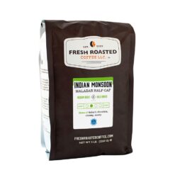 Fresh Roasted Coffee, Indian Monsoon Malabar Royal Water Half-Caf, 5 lb (80 oz), Kosher, Medium Roast, Ground