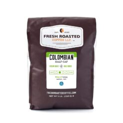 Fresh Roasted Coffee,100% Colombian Water Half-Caf, 5 lb (80 oz), Kosher, Medium Roast, Ground