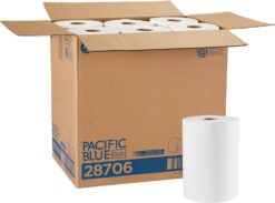 Georgia-Pacific Blue Basic Paper Towel Rolls by PRO , White, 28706, 350 Feet Per Roll, 12 Rolls Per Case