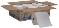 Georgia-Pacific Blue Basic Recycled Paper Towel Rolls (Previously Branded Envision) by PRO , White, 26601, 800 Feet Per Roll, 6 Rolls Per Case