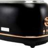 HADEN Heritage Bread Toaster - 2-Slice Wide Slot Toaster with Button Settings, Removable Crumb Tray with Bagel and Defrost Settings (Black and Copper)