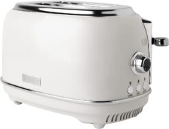 HADEN Heritage Bread Toaster - 2-Slice Wide Slot Toaster with Button Settings, Removable Crumb Tray with Bagel and Defrost Settings (Ivory)