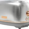 HADEN Heritage Bread Toaster - 2-Slice Wide Slot Toaster with Button Settings, Removable Crumb Tray with Bagel and Defrost Settings (Steel and Copper)