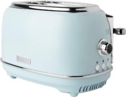 HADEN Heritage Bread Toaster - 2-Slice Wide Slot Toaster with Button Settings, Removable Crumb Tray with Bagel and Defrost Settings (Turquoise)