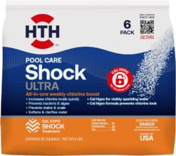 HTH 52040B Swimming Pool Care Shock Ultra, Swimming Pool Chemical, Cal Hypo Formula, 1lb (Pack of 6)