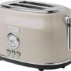 Haden DORSET, Stainless Steel Retro Toaster with Adjustable Browning Control and Cancel, Defrost and Reheat Settings (Putty, 2 Slice)