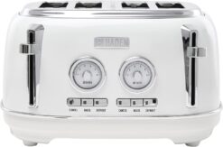 Haden Dorset Toaster, Wide Slot with Removable Crumb Tray and Settings (4 Slice, Ivory)