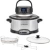Hamilton Beach 6 Quart Programmable Slow Cooker With Flexible Easy Programming, 5 Cooking Times, Air Fry Lid with 4 Settings, Dishwasher-Safe Crock, Silver (33061)