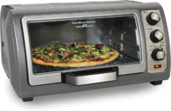 Hamilton Beach 6 Slice Convection Toaster Oven With Easy Reach Roll-Top Door, Bake, Broil & Toast Functions, Auto Shutoff, Silver (31123DA)