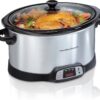 Hamilton Beach 8 Quart Programmable Slow Cooker with Three Temperature Settings, Dishwasher Safe Crock and Lid, Silver (33480)