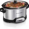 Hamilton Beach Programmable Slow Cooker with Flexible Easy Programming, 5 Cooking Times, Dishwasher-Safe Crock, Lid, 4 Quart, Silver