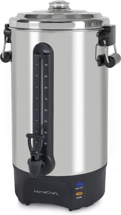 Homecraft 100-Cup Coffee Urn and Hot Beverage Dispenser with Dripless Faucet, Quick-Brewing, Stainless Steel