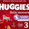 Huggies Size 3 Diapers, Little Movers Baby Diapers, Size 3 (16-28 lbs), 156 Count (6 packs of 26), Packaging May Vary