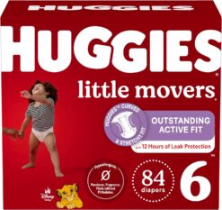Huggies Size 6 Diapers, Little Movers Baby Diapers, Size 6 (35+ lbs), 84 Count