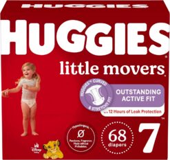Huggies Size 7 Diapers, Little Movers Baby Diapers, Size 7 (41+ lbs), 68 Count