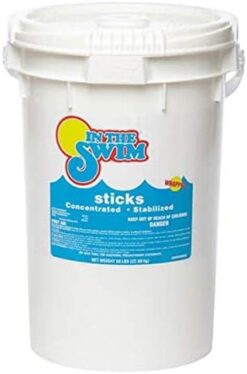 In The Swim 4 Inch Chlorine Sticks for Sanitizing Swimming Pools - Individually Wrapped, Slow Dissolving, Stabilized Chlorine Sanitizer - 90% Available Chlorine, 99% Trichlor - 50 Pounds