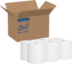 Kimberly-Clark Scott® Essential High Capacity Hard Roll Paper Towels (02000), 1.75” Core, White, 950' / Roll, 6 Rolls / Convenience Case, 5,700’ / Case