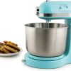 Nostalgia Classic Retro Professional 3.5 Qt Stand Mixer with Tilt Head and Stainless Steel Bowl, Six-Speed, Includes Dough Hooks and Beaters, Aqua