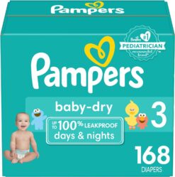 Pampers Baby Dry Diapers - Size 3, 168 Count, Absorbent Disposable Diapers