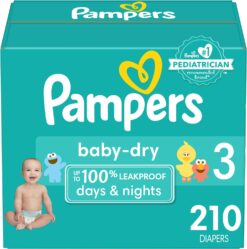 Pampers Baby Dry Diapers - Size 3, One Month Supply (210 Count), Absorbent Disposable Diapers
