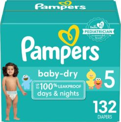 Pampers Baby Dry Diapers - Size 5, 132 Count, Absorbent Disposable Diapers
