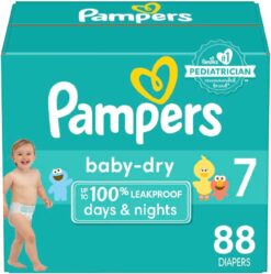 Pampers Baby Dry Diapers - Size 7, 88 Count, Absorbent Disposable Diapers