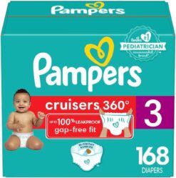 Pampers Cruisers 360 Diapers - Size 3, One Month Supply (168 Count), Pull-On Disposable Baby Diapers, Gap-Free Fit