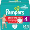 Pampers Cruisers 360 Diapers - Size 4, One Month Supply (144 Count), Pull-On Disposable Baby Diapers, Gap-Free Fit
