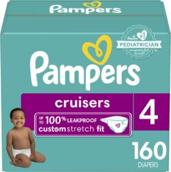 Pampers Cruisers Diapers - Size 4, One Month Supply (160 Count), Disposable Active Baby Diapers with Custom Stretch